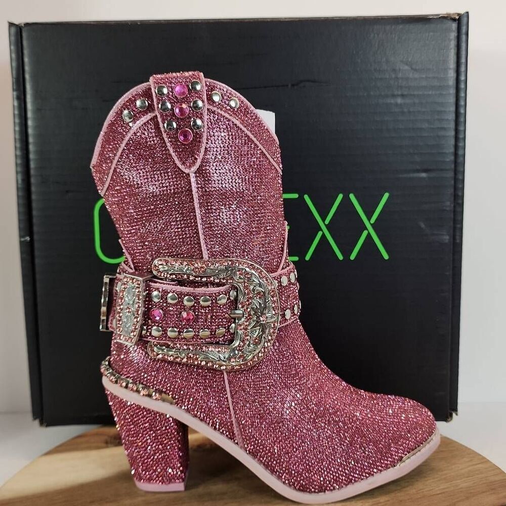 CLUB EXX Sheriff Shine Pink Cowboy Boots Women's Size 6 M Rhinestone